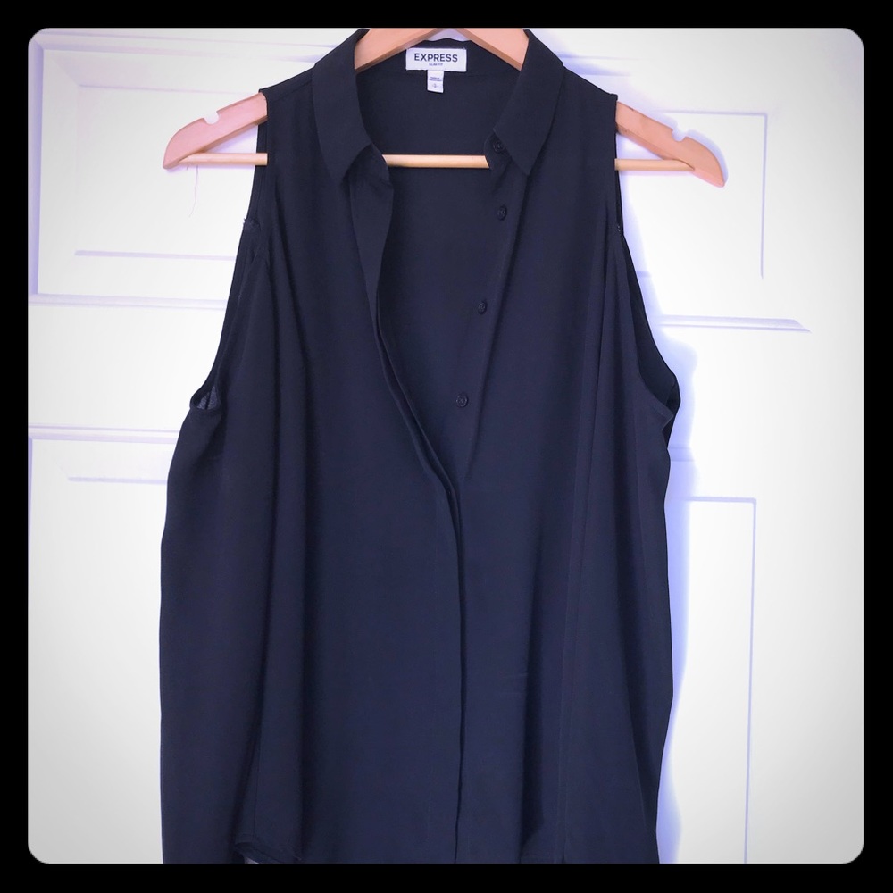 Black shoulder cut out long sleeve blouse